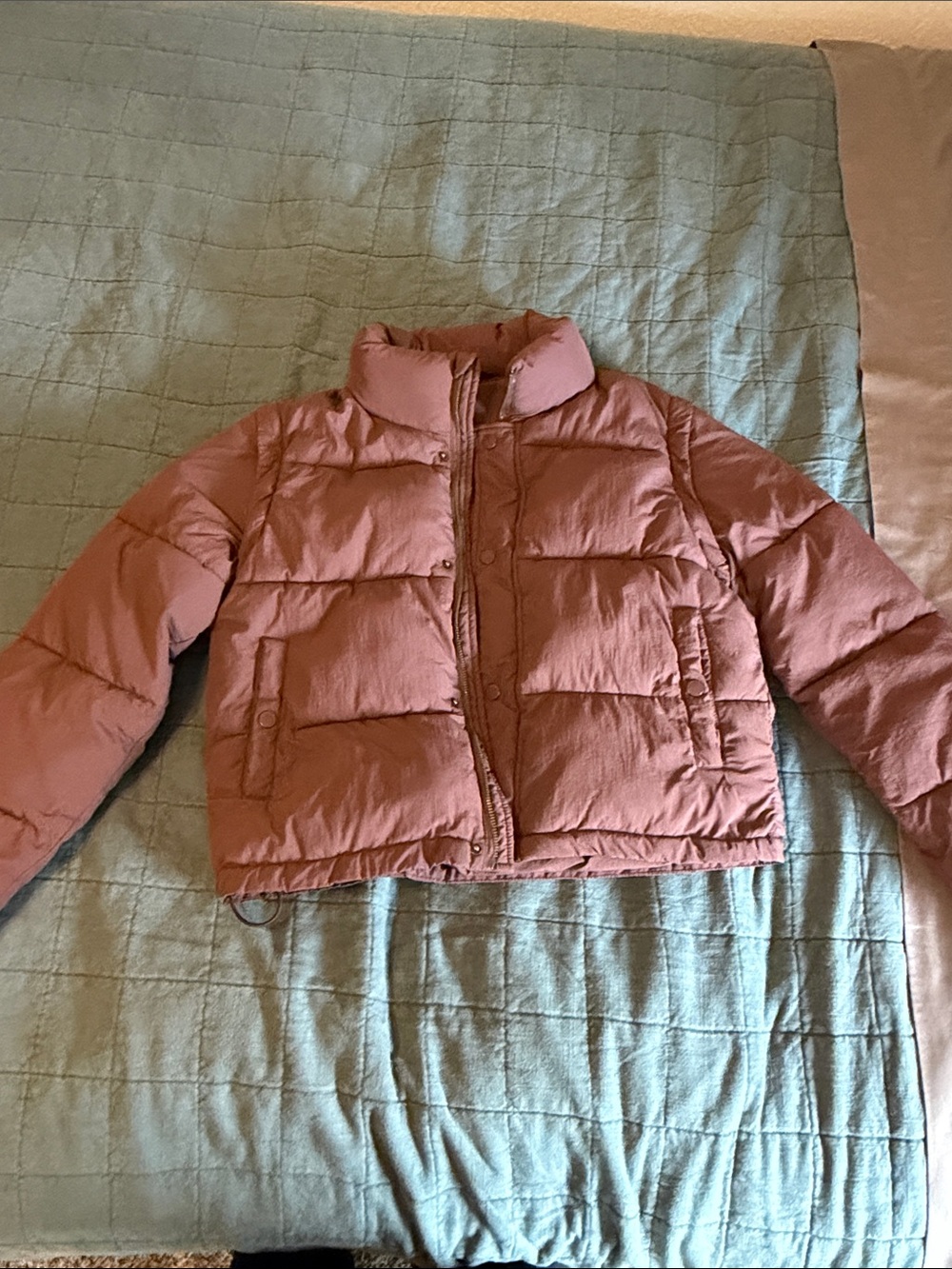 Women's Brown Cropped Puffer Jacket - convertible into vest